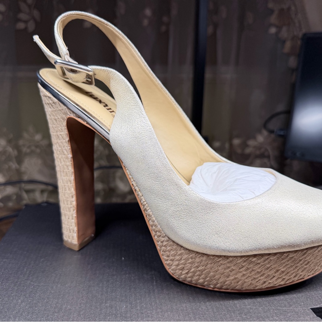 Luxury Rebel Cream And Tan Slingback Heels